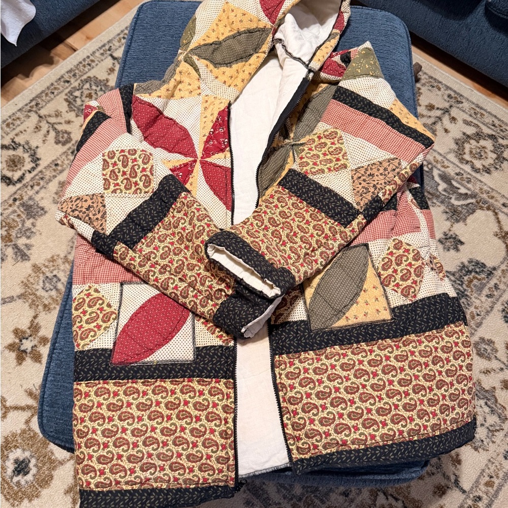 Colorful Patchwork Jacket Handmade from Vintage Q… - image 1